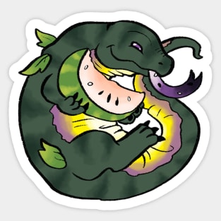 Non-Binary Watermelon Komodo Dragon Sticker